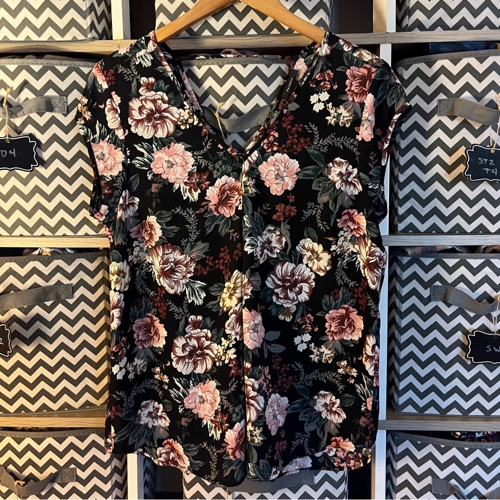 Halogen Popover Pink and Orange Blouse